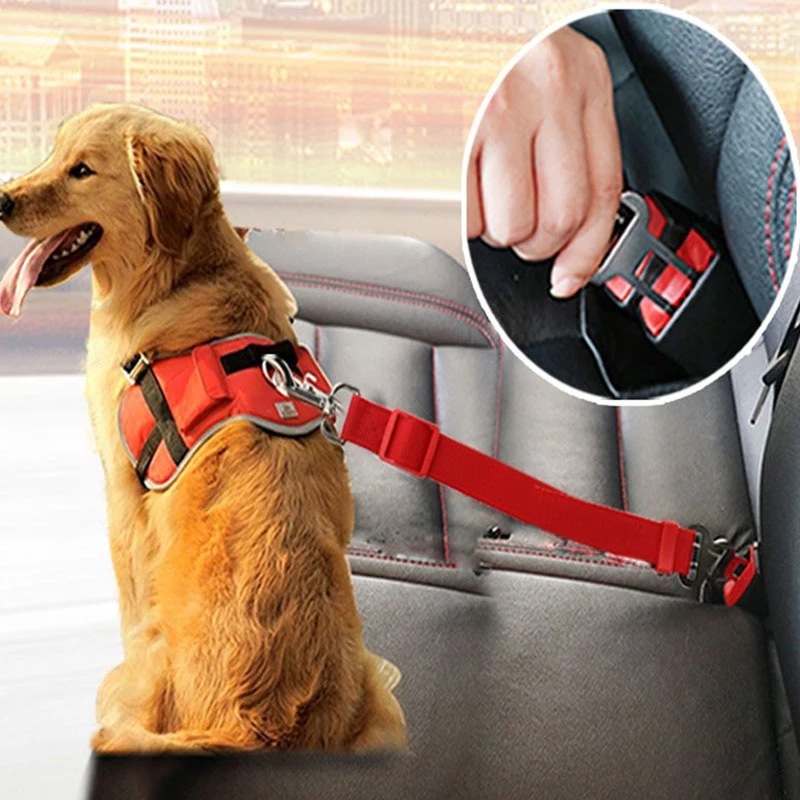 1618642315250-1.jpg Adjustable Pet Cat Dog Car Seat Belt Pet Seat Vehicle Dog Harness Lead Clip Safety Lever Traction Dog Collars Dogs Accessoires Pets Products - Image 2